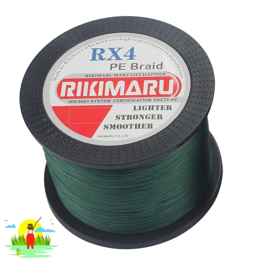 Плетеный шнур RIKIMARU RX4 PEx4 / 0.12мм, 8.2кг, Dark Green, 500м, / Леска плетенка для рыбалки  #1