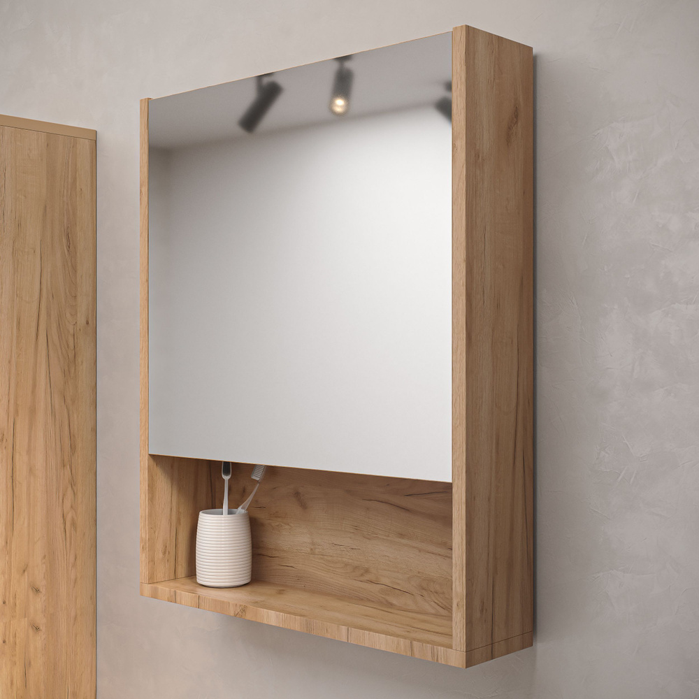 Зеркало шкаф для ванной с полкой / Шкафчик зеркальный в ванную ...