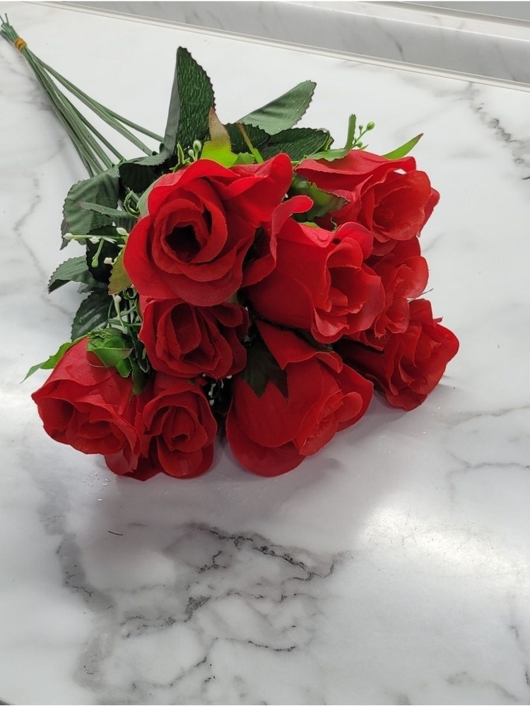 Купить Роза искусственная / Букет из Роз / Красные 10шт по выгодной ...