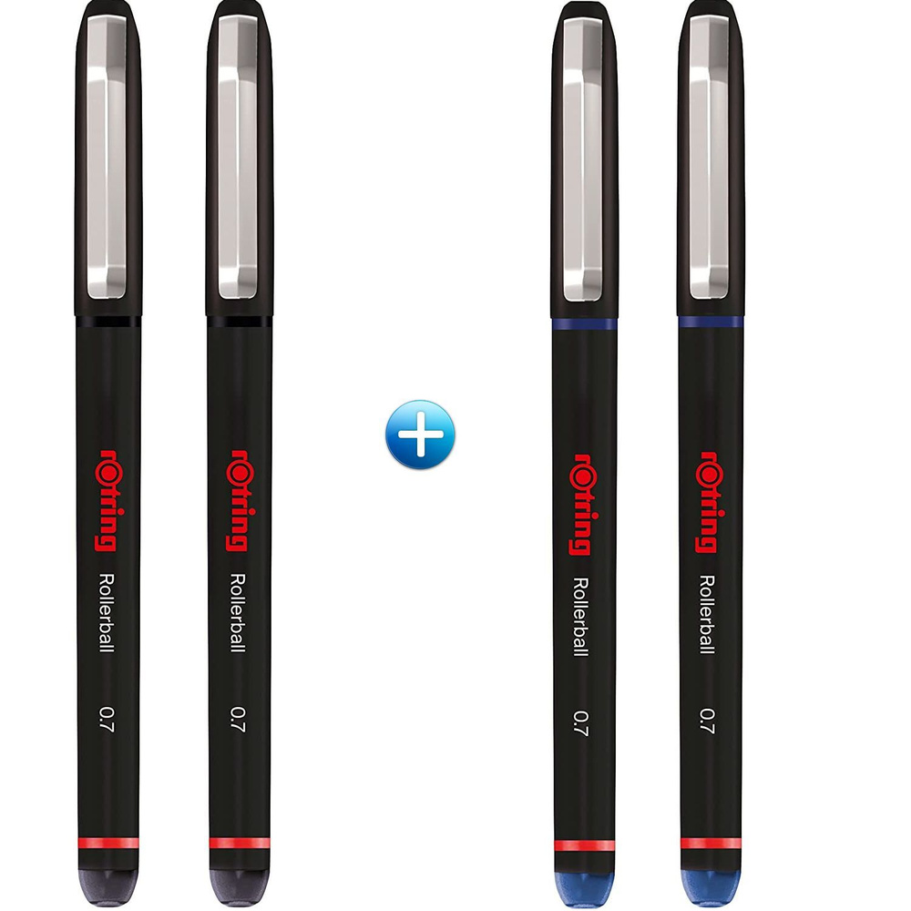 Rotring Ручка Шариковая, толщина линии: 0.7 мм, цвет: Черный, 4 шт.  #1