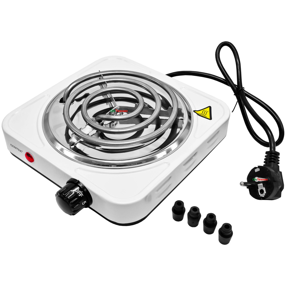 Компактная электрическая плитка CENTEK CT-1508, 1000W, белая, 1 ...