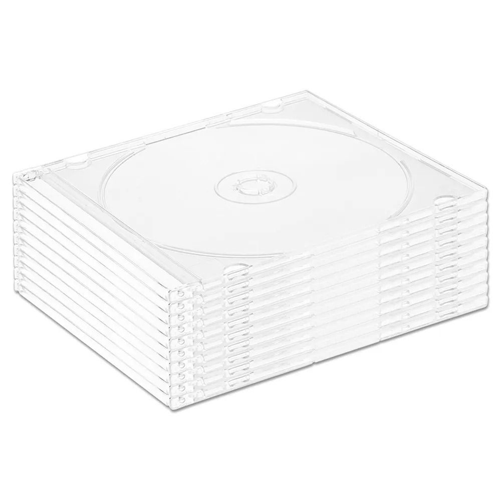 Бокс для CD диска Slim 5 мм, прозрачный, 10 штук CD Slim Box Clear на 1 компакт диск  #1