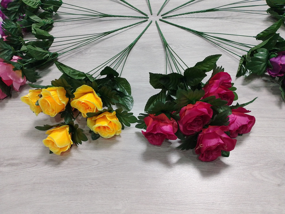 Купить искусственные цветы 5 шт роза на пасху,кладбище по выгодной цене ...