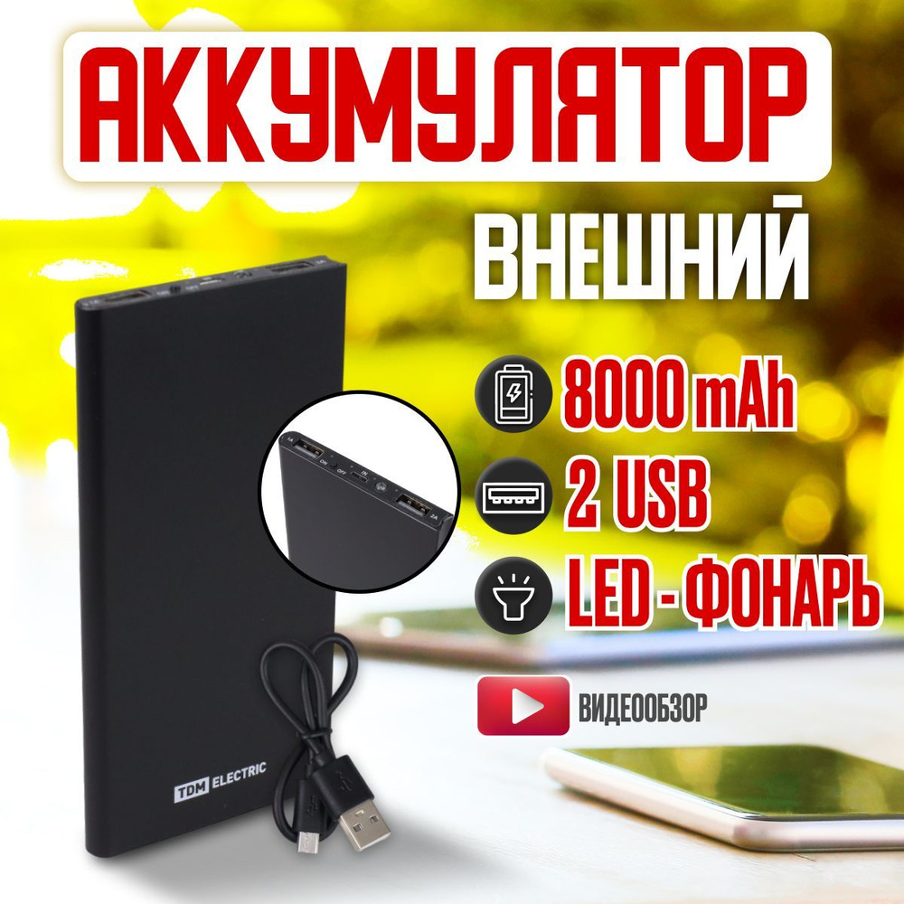 Внешний аккумулятор (Power Bank) TDM Electric Power bank, повербанк для  телефона, компактное портативное зарядное устройство - купить по выгодным  ценам в интернет-магазине OZON (713717495)