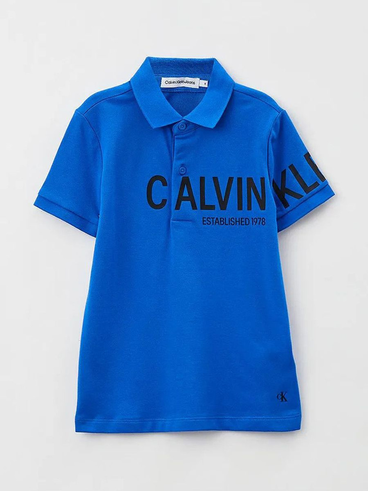 Поло Calvin Klein, размер 164, цвет синий, хлопок 94%, эластан6 ...