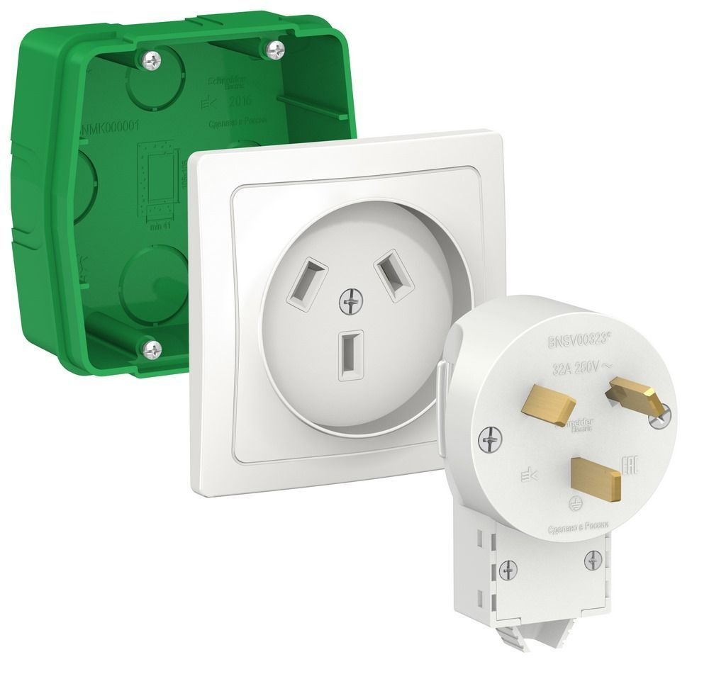 Силовой комплект Systeme (Schneider) Electric BLANCA 32А розетка вилка монтажная коробка белый BLNSK013231 #1