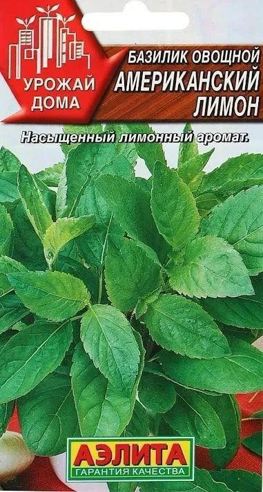 Базилик "Американский лимон" семена Аэлита для балкона, подоконника и огорода, 0,3 гр  #1