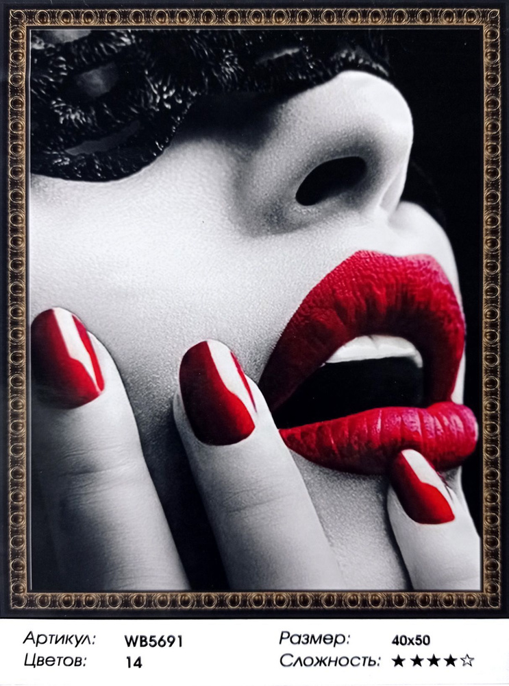 Алмазная мозаика 40х50см на подрамнике. Красные губы девушки. Арт. - купить с доставкой по выгодным ценам в интернет-магазине OZON (1030977616)