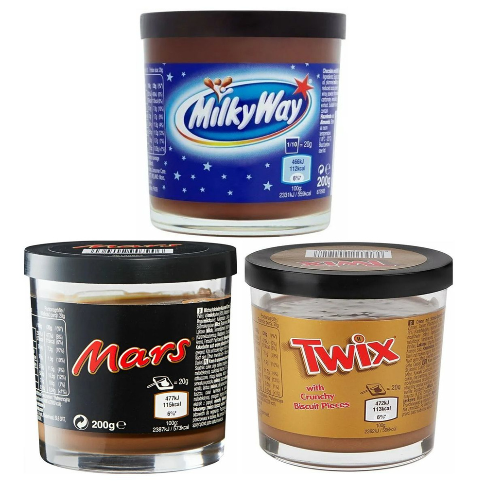 Ассорти шоколадная паста Twix, Mars, Milky Way, 3 шт. по 200 гр. Великобритания  #1