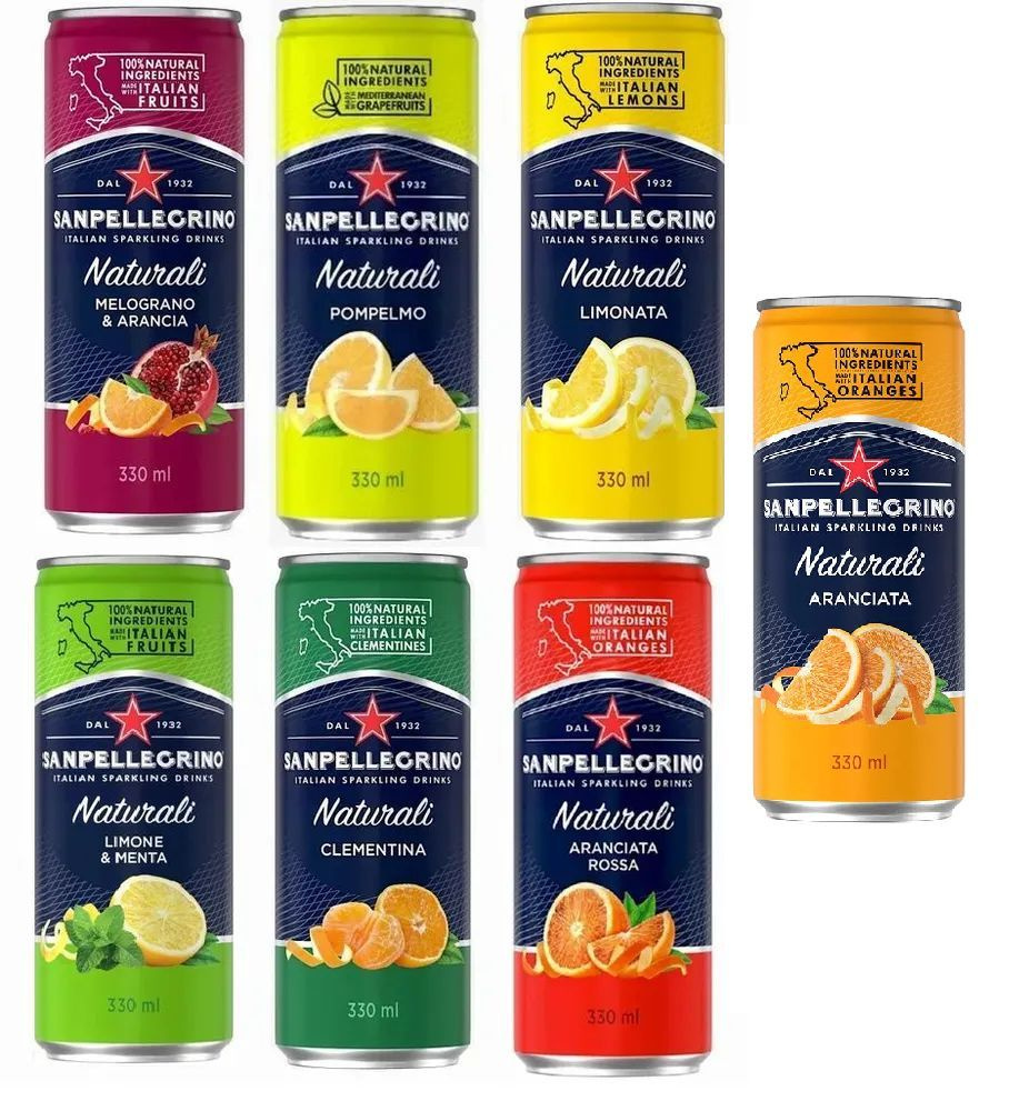 Ассорти из 7 вкусов газированных напитков Sanpellegrino с натуральным ...