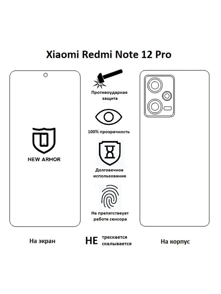 Защитная пленка Xiaomi Redmi Note 12 Pro / Сяоми Редми Нот 12 Про ...