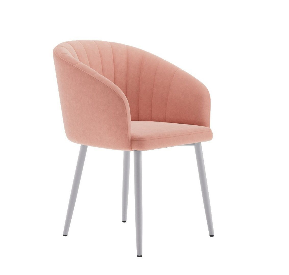 Стул кресло для кухни обеденный с белыми металлическими ножками, мягкие ...