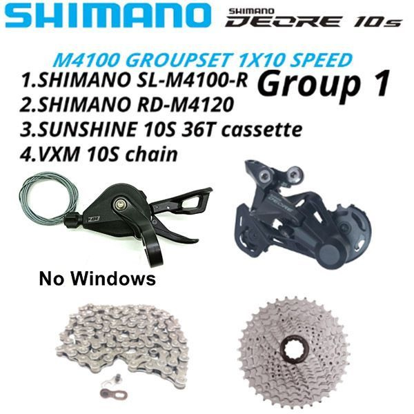 10-скоростной комплект Shimano Deore SL-M4100(Без окон)+RD-M4120, цепь VXM 10S+10-скоростная кассета #1