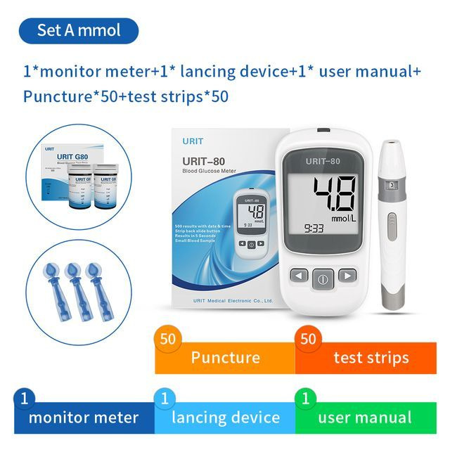 Глюкометр Контур Плюс (URIT) с покалывателем + тест-полоски Контур Плюс ...