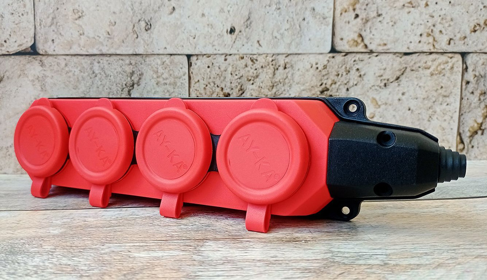 Розетка уличная каучуковая 4 гнезда красная - купить по низкой цене в ...