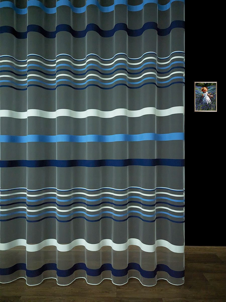 A&H FATHER AND SON Тюль  500x280 см крепление Лента, темно-синий #1