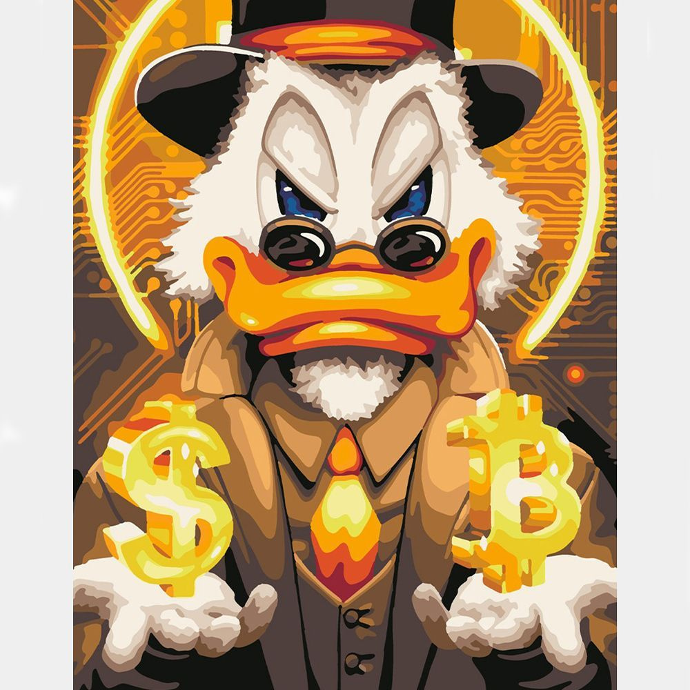 Картина по номерам на холсте Hobruk Скрудж Макдак с биткоином и ...