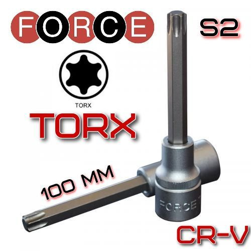 Головка-бита 1/2" звездочка - TORX/торкс Т27, длинная 100 мм FORCE 34610027  #1