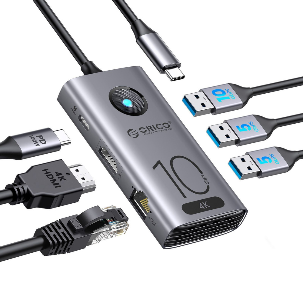 Док-станция для ноутбука ORICO CX10-6P Type-C HUB, PD 100 Вт, USB-A USB ...
