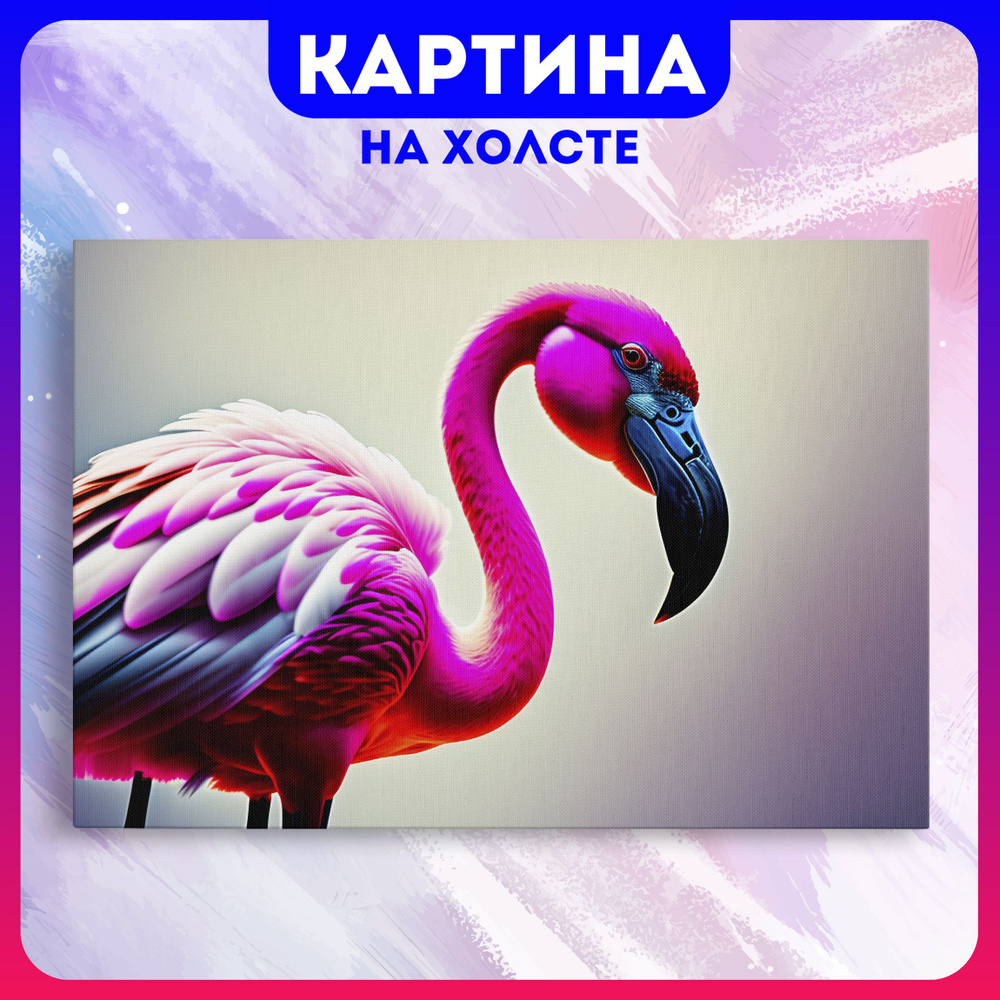 Картина на холсте розовый фламинго птицы природа (2) 30х40 см - купить по  низкой цене в интернет-магазине OZON (1162982207)