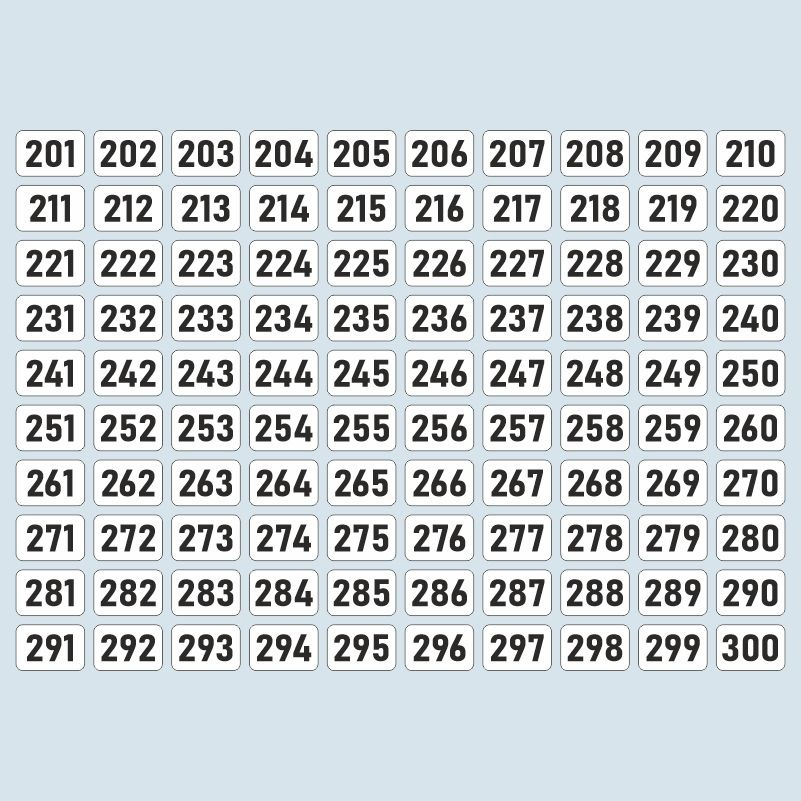 Наклейка / стикер номера от ПолиЦентр цвет белый 15х10 мм / номерные стикеры 201-300 #1
