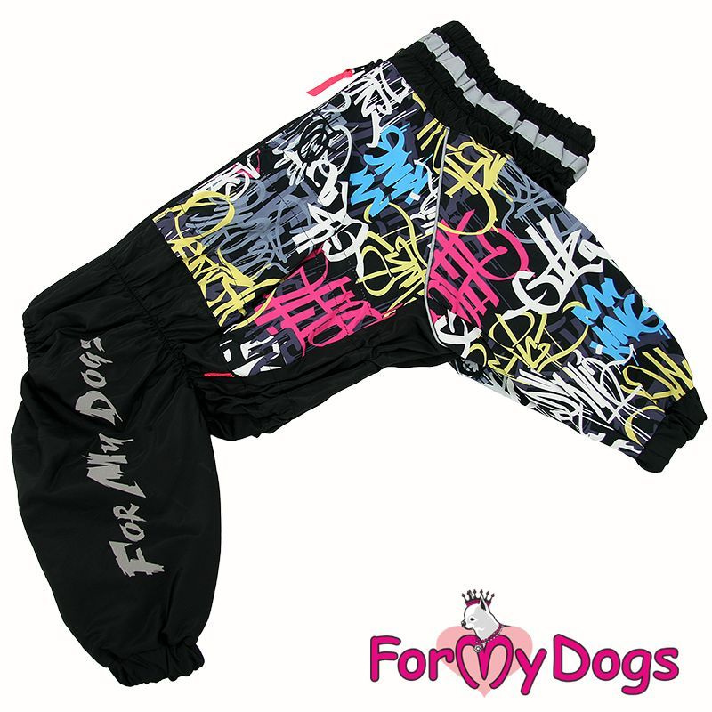 Дождевик для крупных пород ForMyDogs Граффити черный для мальчика 634/3SS-2022 M, Размер C1  #1