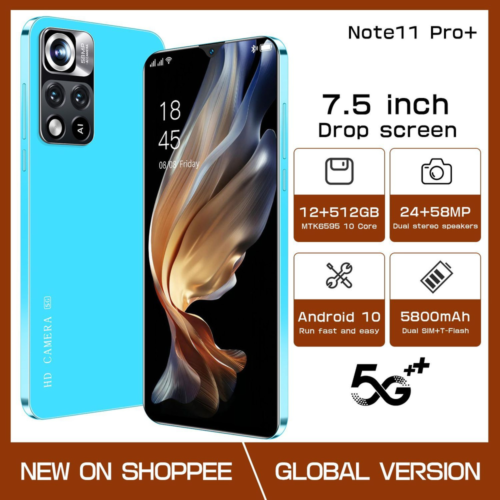 Смартфон Note11 pro - 7,5 дюйма; игровой телефон с большим экраном*84 -  купить по выгодной цене в интернет-магазине OZON (1332689899)