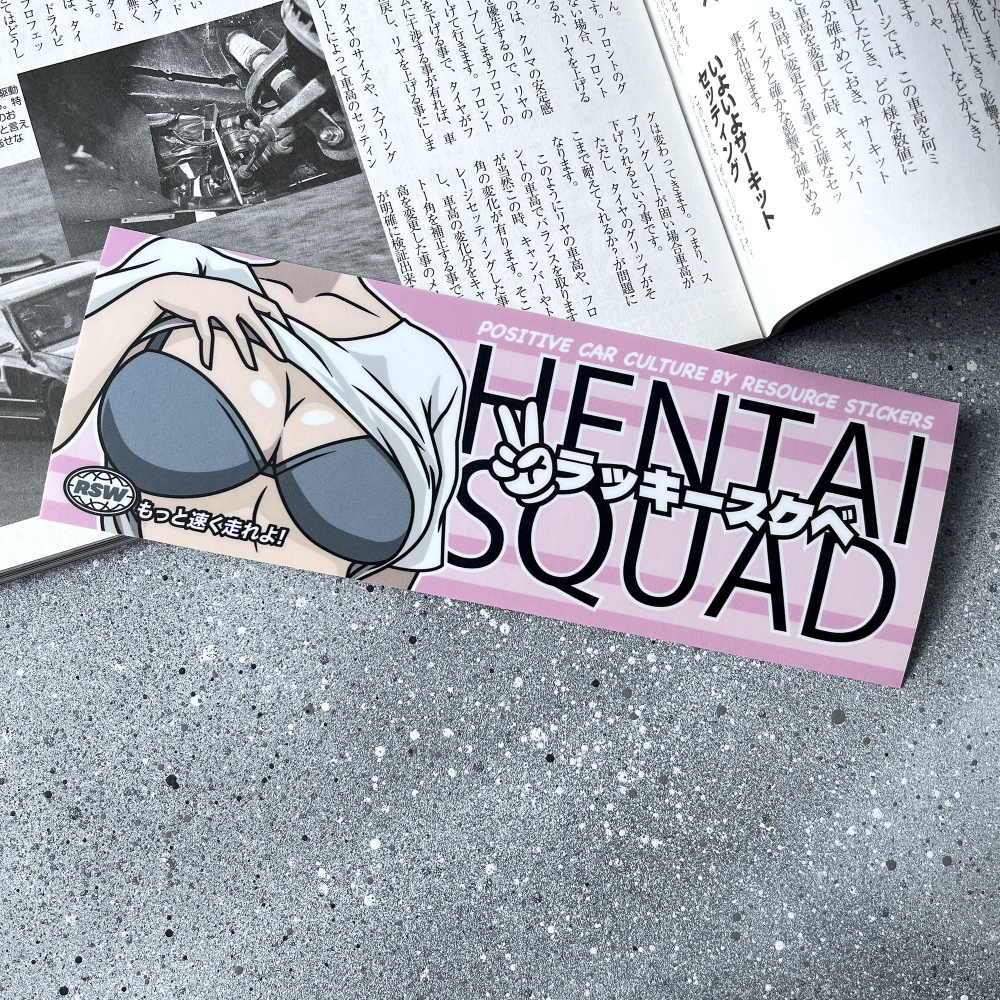 Наклейки на авто, слэп стикер Hentai squad pink 19x6.5 #1