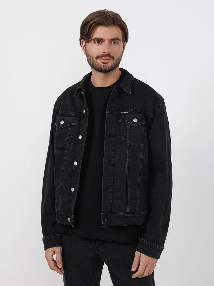 Calvin klein black 2025 denim trucker jacket