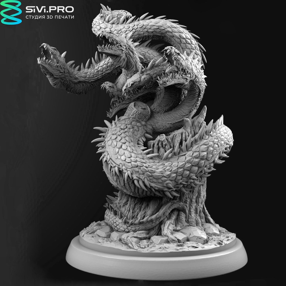 Миниатюра для настольных игр DnD Hydra - Гидра в масштабе 32мм (7 см ...
