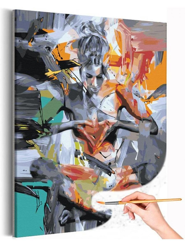 Девушка в гармонии Абстракция Любовь Йога Раскраска картина по номерам на холсте 40х50  #1