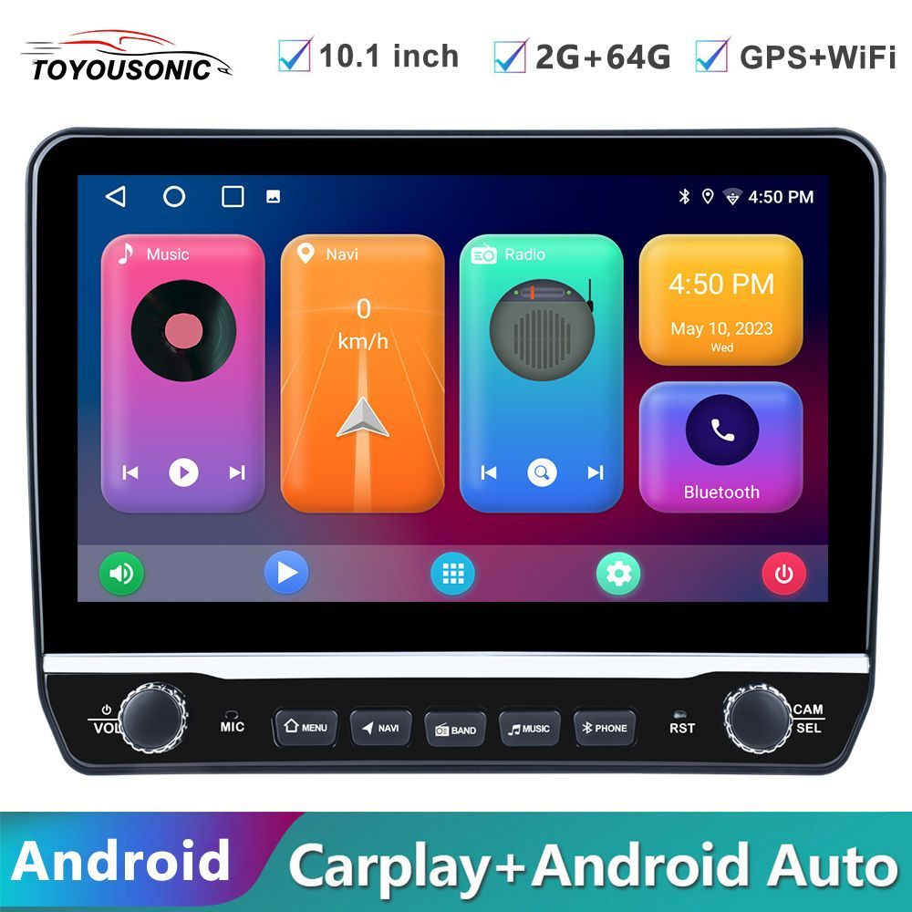 New Магнитола для автомобиля Android, 2 din, 10.1 дюймов. Автомагнитола WI  FI, Bluetooth, GPS-навигация, MP5-плеер. Магнитофон в машину с сенсорным ...