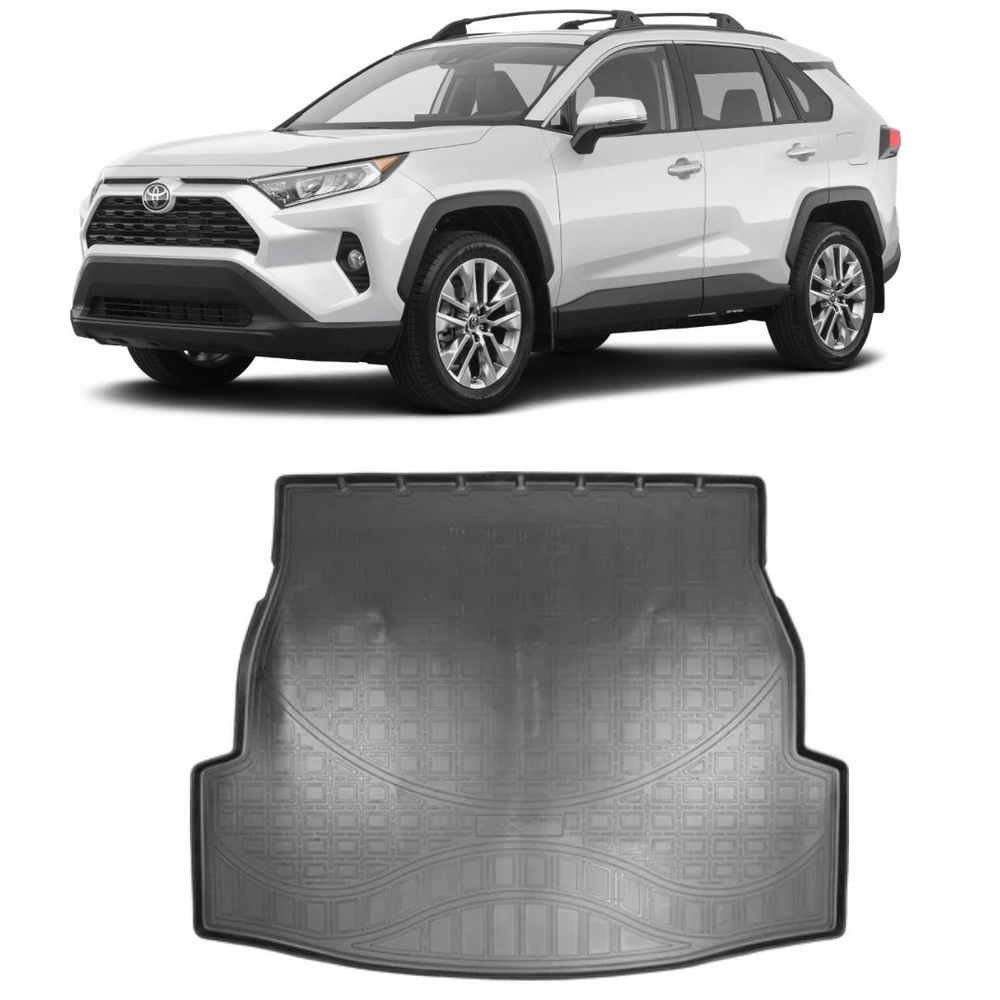 Коврик для багажника Toyota RAV 4 5 XA50 2019-2023 из полиуретана. Коврик в багажник Тойота Рав 4  #1