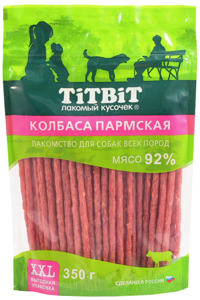 Лакомство для собак всех пород TiTBiT, колбаса "Пармская", выгодная упаковка XXL - 350 г.  #1