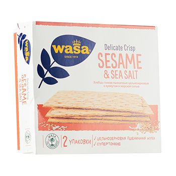 Хлебцы пшеничные тонкие Wasa Delicate Crisp Sesame & Sea Salt цельнозерновые с кунжутом 190г Швеция 1шт #1