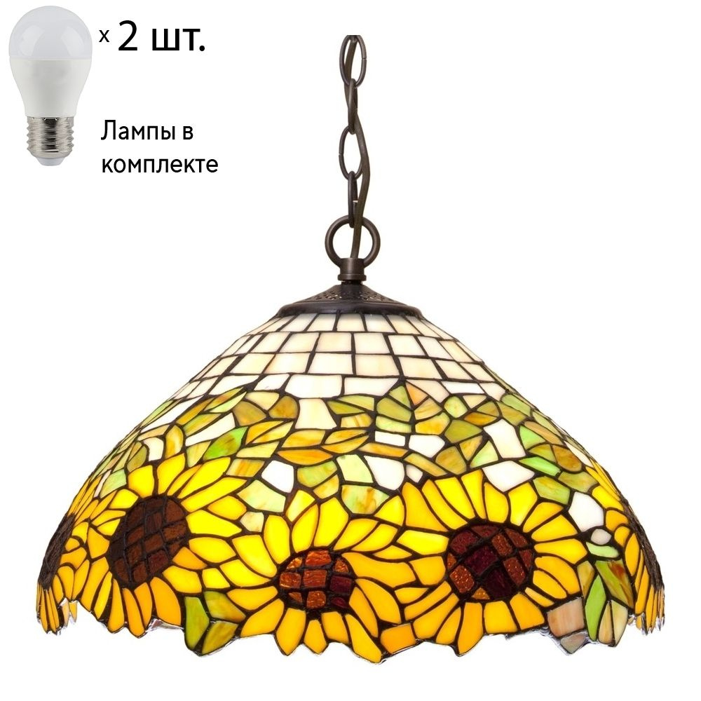 Светильник тиффани. Подвесной светильник с лампочками Velante 821-806-02+Lamps  #1