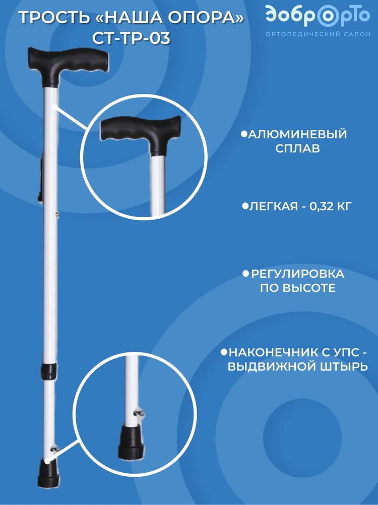 Трость опорная раздвижная с УПС Наша Опора - купить с доставкой по ...