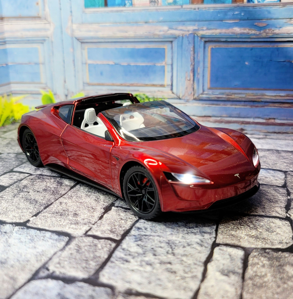 Металлическая инерционная машинка Тесла Родстер Tesla Roadster масштаб  1:24, длина 20 см. - купить с доставкой по выгодным ценам в  интернет-магазине OZON (905183078)