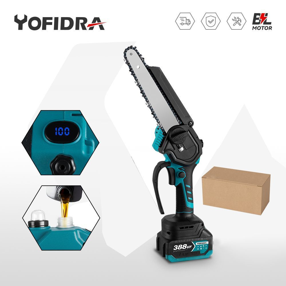 Одноручная цепная мини пила электрическая с 1-мя литиевыми ...