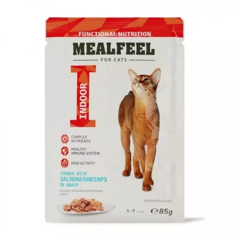 Mealfeel Functional Nutrition Влажный корм (пауч), лосось и креветки в соусе с кусочками куриного филе, #1