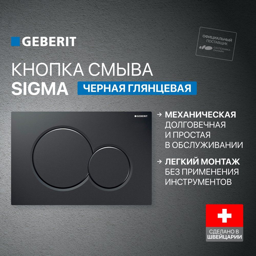 Кнопка смыва Geberit Sigma 01 115.770.DW.5 черная - купить инсталляцию ...