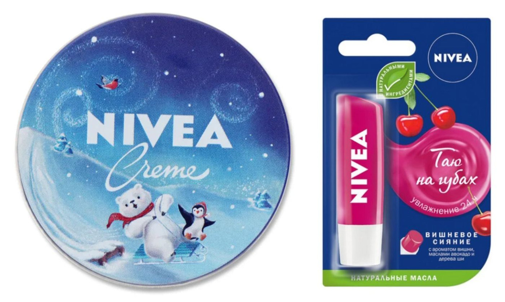 Nivea Набор косметики для ухода за кожей: Крем для кожи Creme, универсальный, 250 мл, Бальзам для губ #1