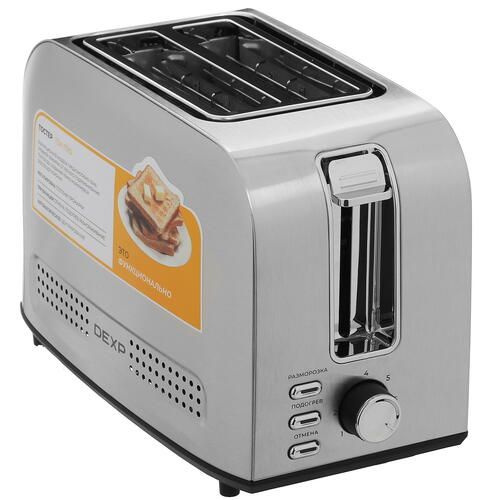 DEXP Тостер Dexp TSM-75RD 800 Вт,  тостов - 2, серебристый #1