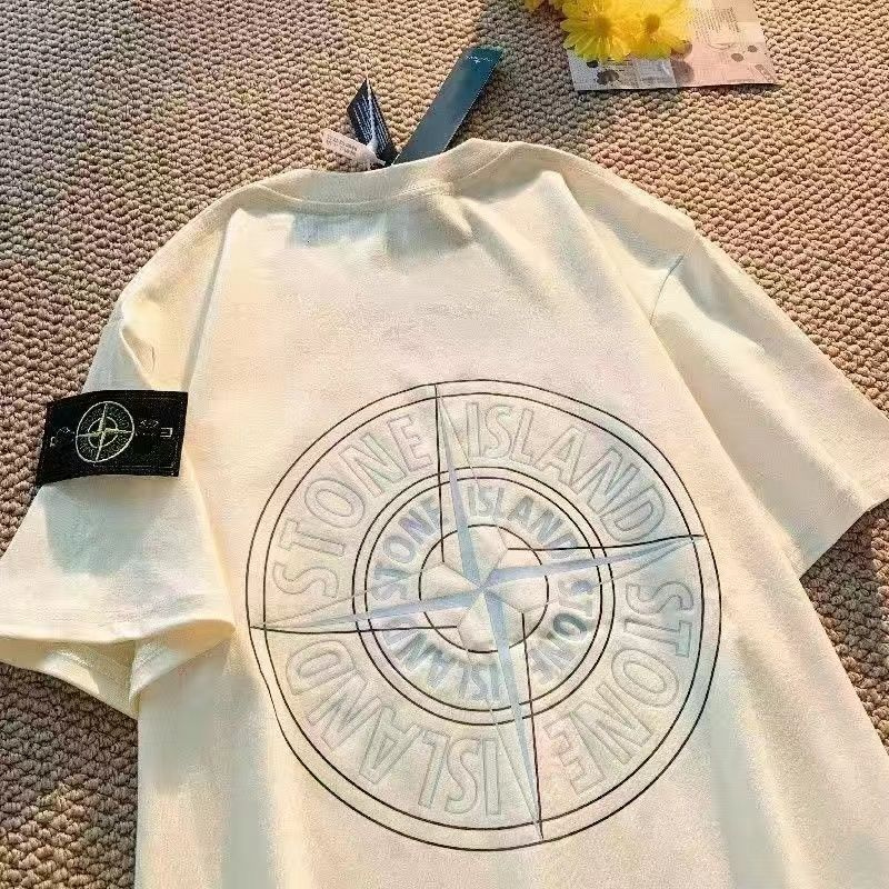 Футболка Stone Island, размер 46, цвет бежевый, хлопок - купить по ...