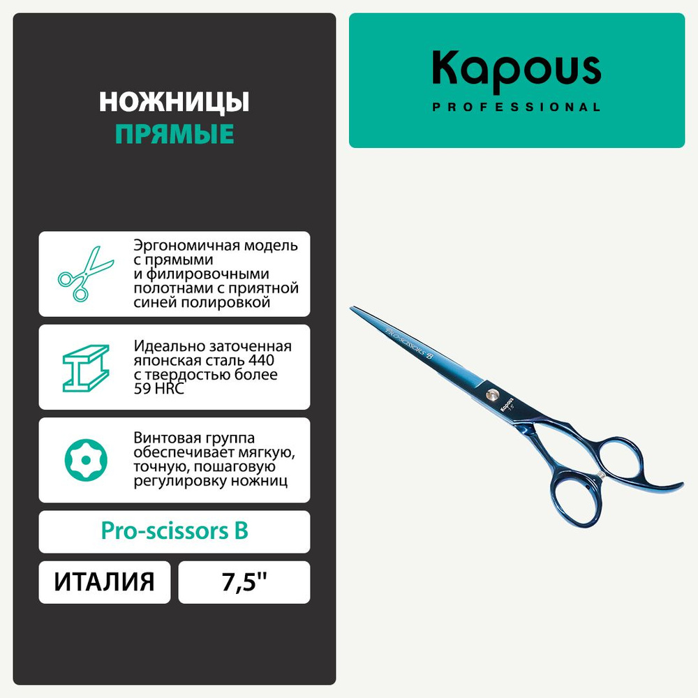 1700 Ножницы Pro-scissors B прямые, 7,5" #1