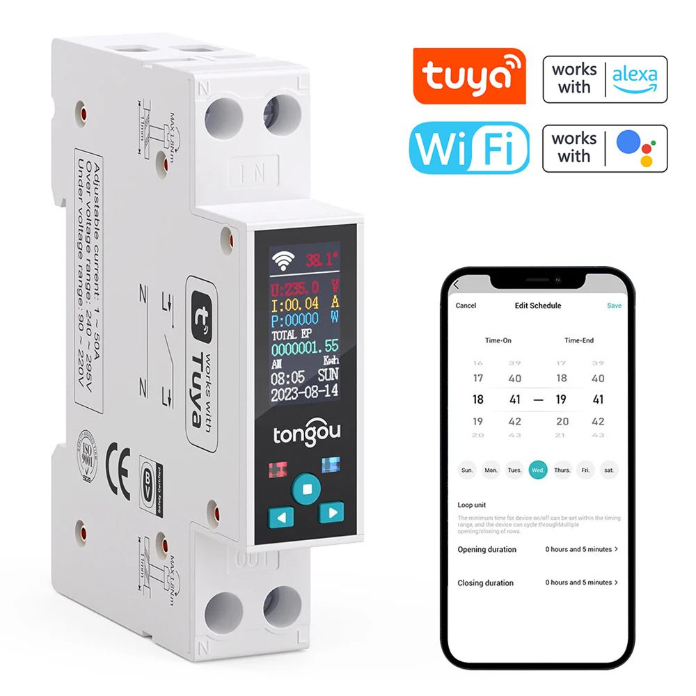 Tuya Wifi 35 мм DIN RAIL коммутатор интеллектуальный счетчик #1