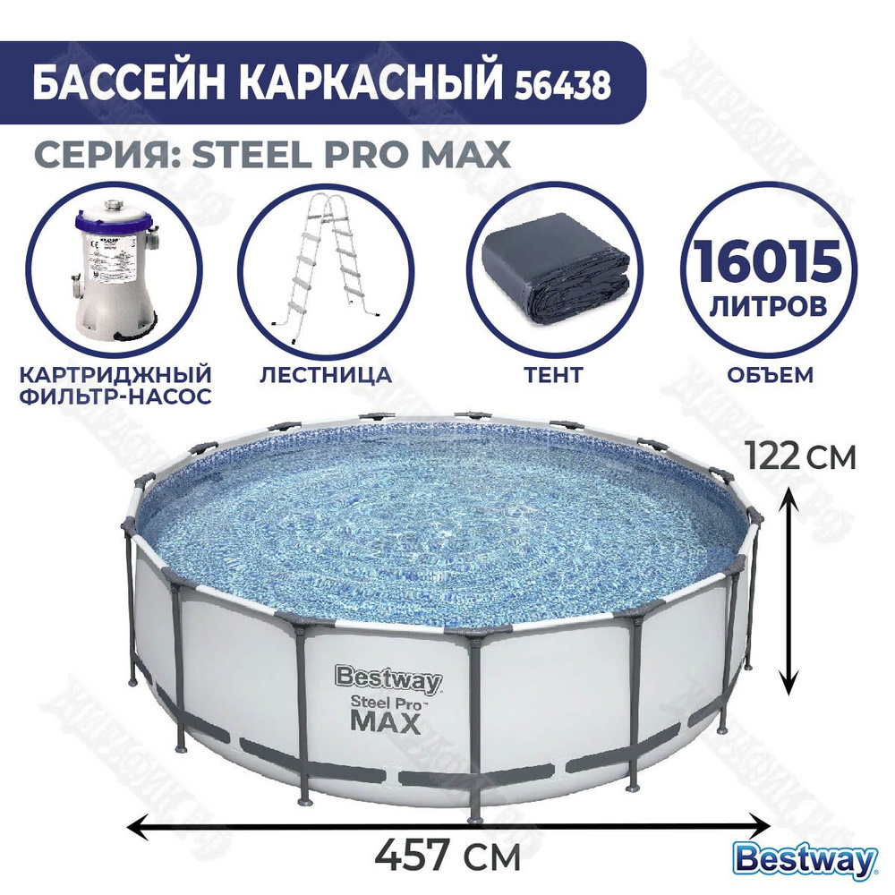 Бассейн Каркасный 457x457x Bestway целевая аудитория: Взрослая - купить по  доступным ценам в интернет-магазине OZON (370845063)