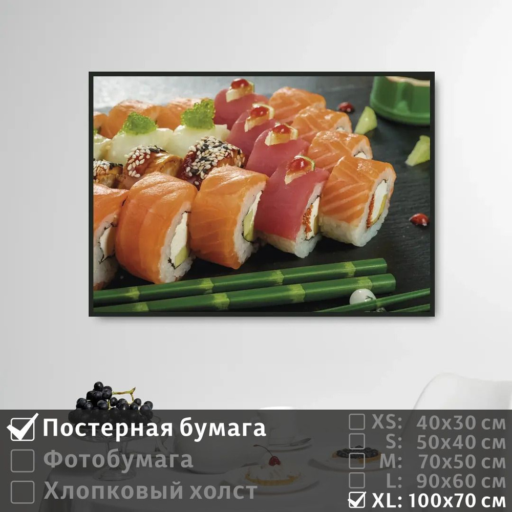Постер на стену Суши И Роллы 100х70 см ПолиЦентр #1
