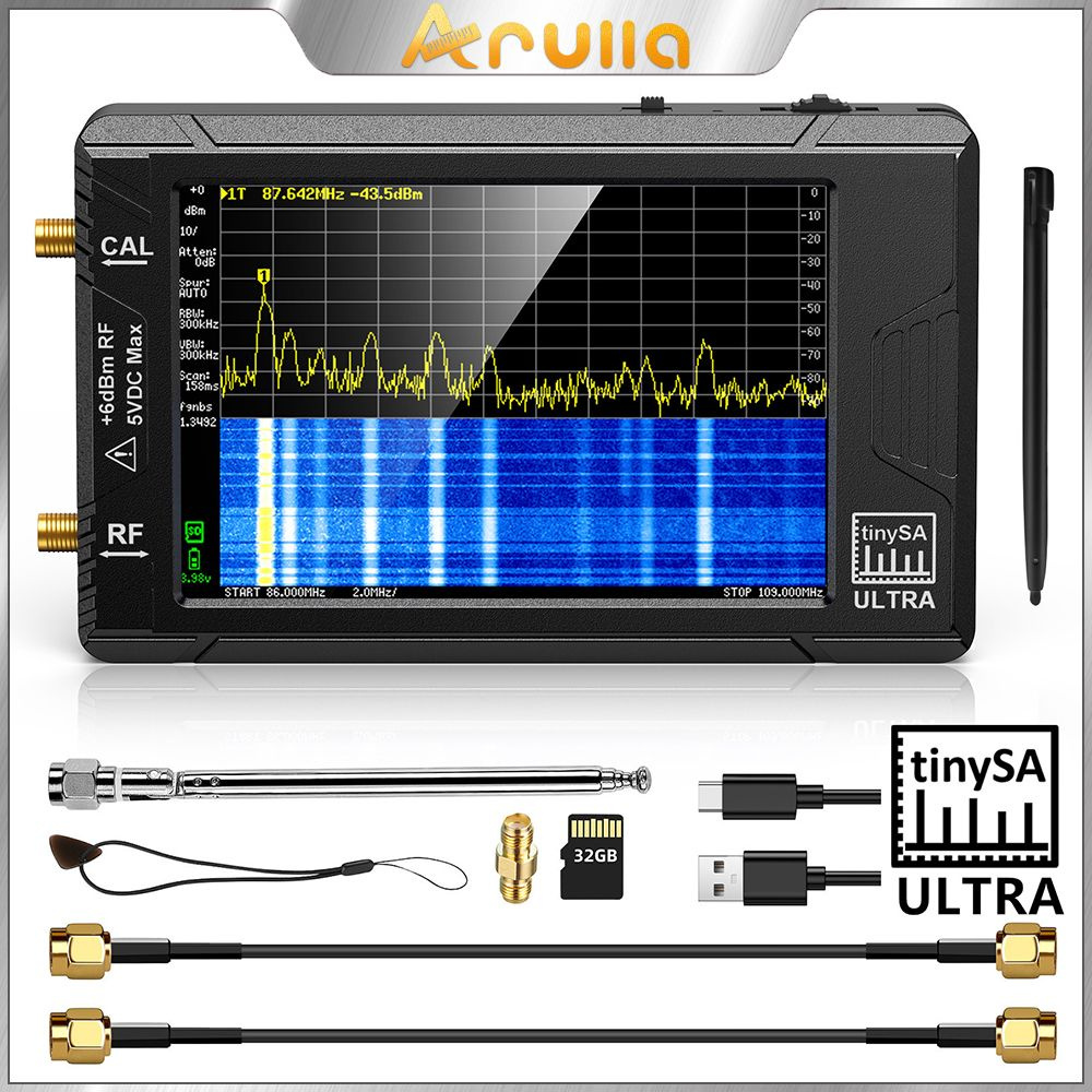 Портативный крошечный анализатор спектра TinySA ULTRA с 4-дюймовым  дисплеем, радиочастотным генератором от 100 кГц до 5,3 ГГц, встроенной  картой памяти на 32 ГБ / аккумулятором емкостью 3000 мАч купить по выгодной  цене