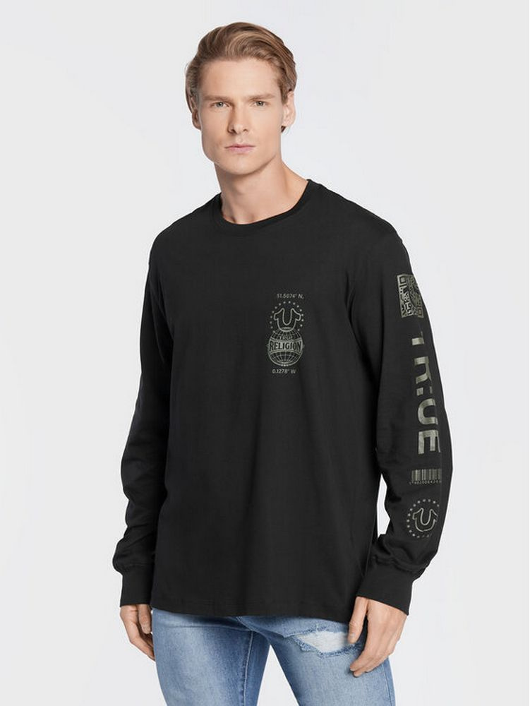 Лонгслив Мужской True Religion черный, размер 54 Повседневный